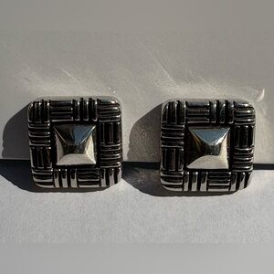 Barry Kieselstein-Cord Sterling Silver Square Clip Earrings